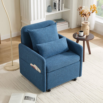 87''L 3-In-1 Convertible Sleeper Chair Bed, 3-Section Extra Length Adjustable Backrest  With 2 Cushions & Storage Bag