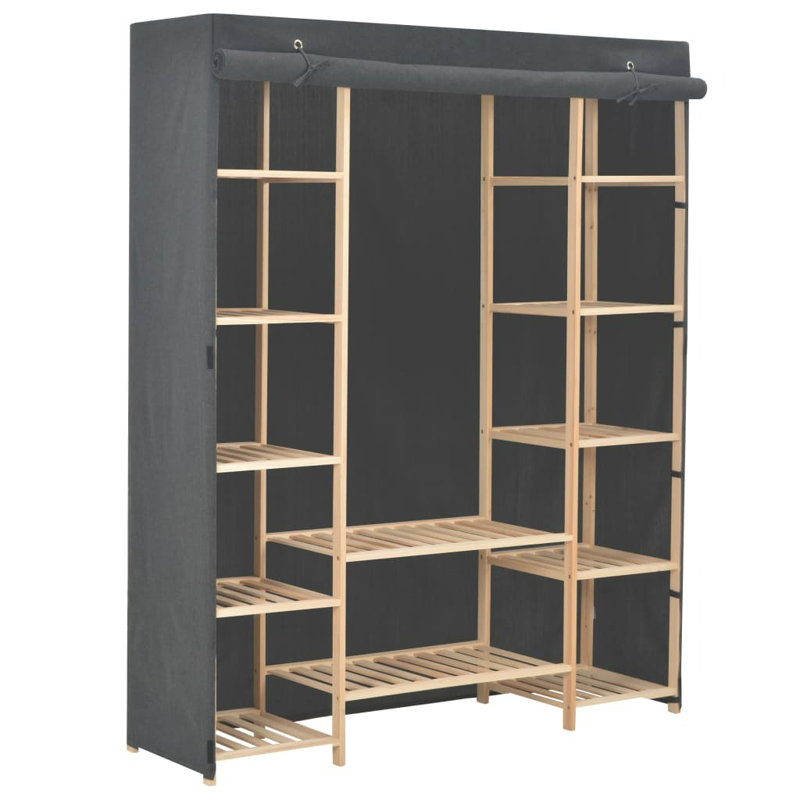 1 Door Solid Wood Wardrobe, Grey