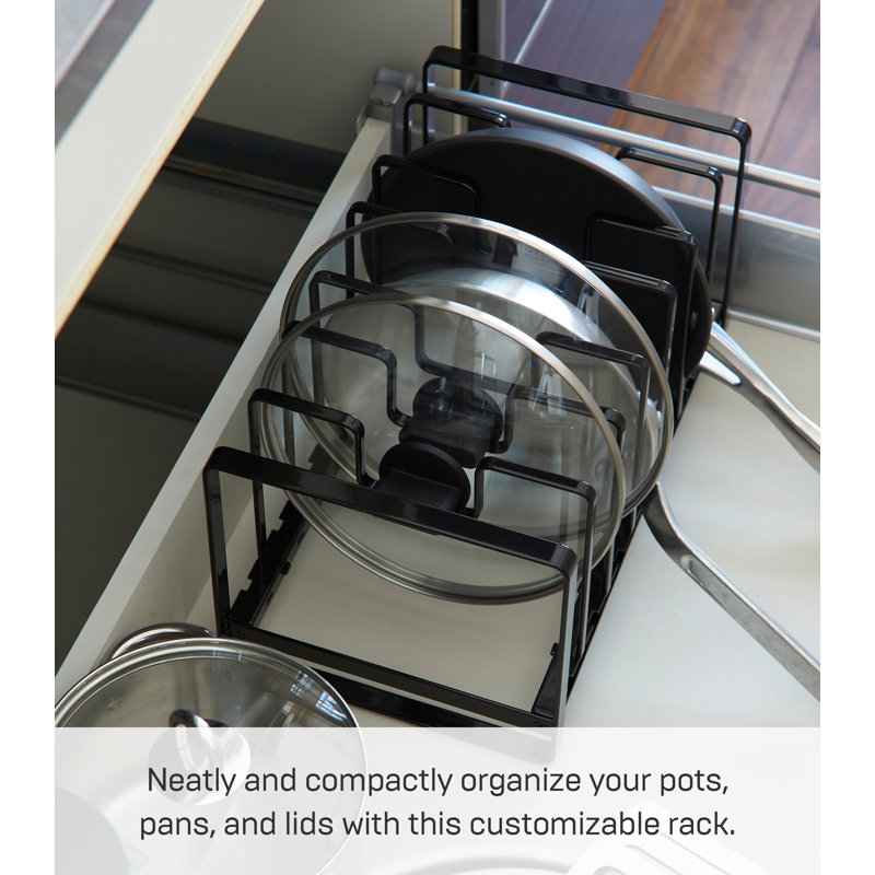 Black Adjustable Steel Pot Lid and Pan Organizer