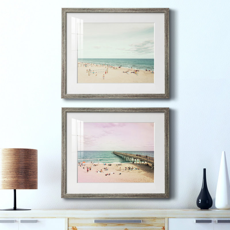 Jour à la plage - reproduction encadrée de qualité supérieure - prête à être accrochée