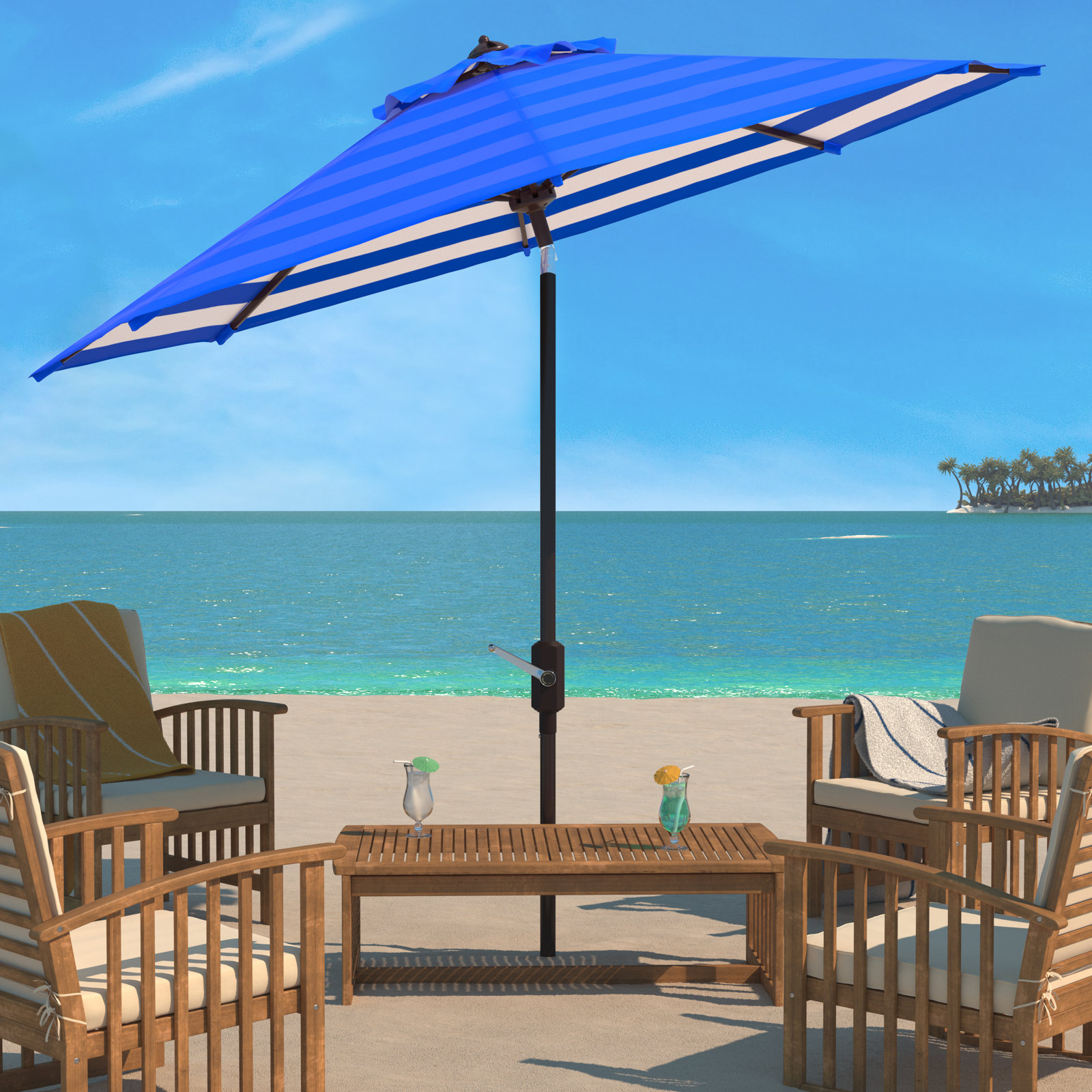Asla 100.8'' Outdoor Umbrella, Pacific Blue