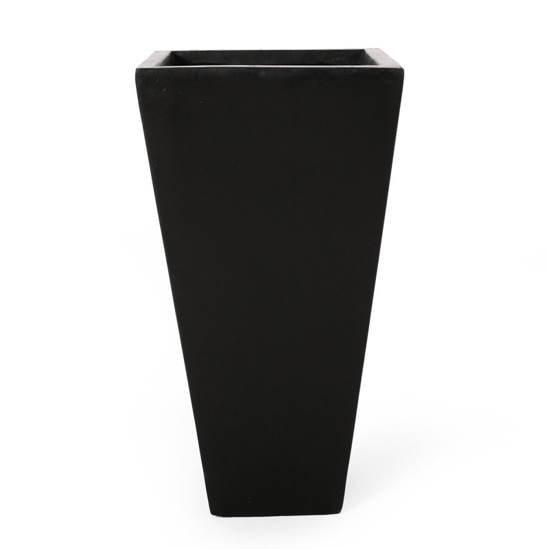 13" Outdoor Cast Stone Planter - Tapered Style, No Assembly, 12.76" L X W 24.96" H Modern Tapered, Glamour,, Red