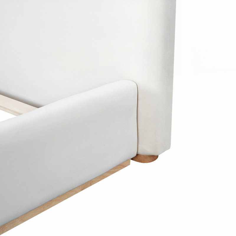 Upholstered Bed with Solid Wood Frame and Slatted Support