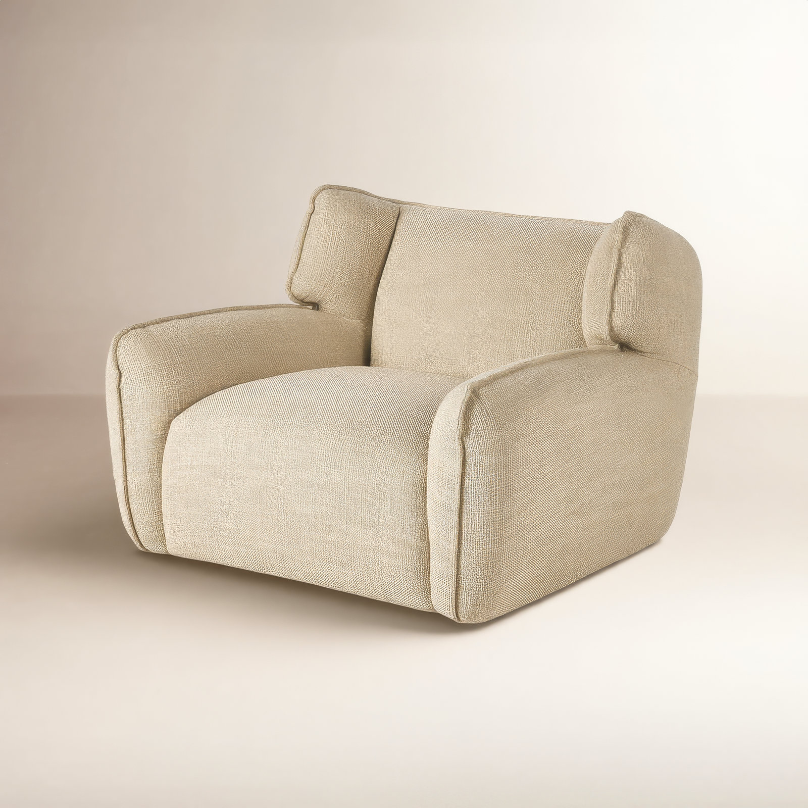 Savina Upholstered Swivel Club Chair, Sand Performance Basketweave