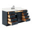 Meuble-lavabo simple en bois massif 66 po avec plateau en quartz blanc Thornaby-1160528167-1146177494