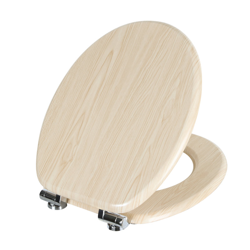 East Urban Home Premium Toilet Seat Toilet Seat With Soft Close, MDF Wood Core, Softclose Hinge, Antibacterial, Design Decor