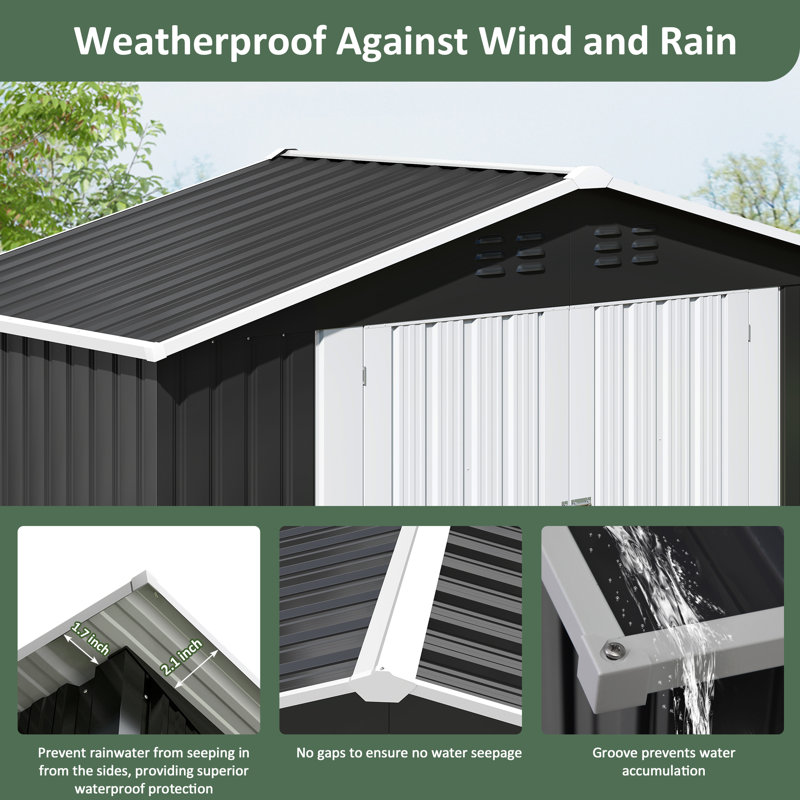 Storage Shed Large Garden Storage Organizer Weatherproof Outdoor Metal Shed for Backyard Garden Patio Lawn Storage with Lockable Door