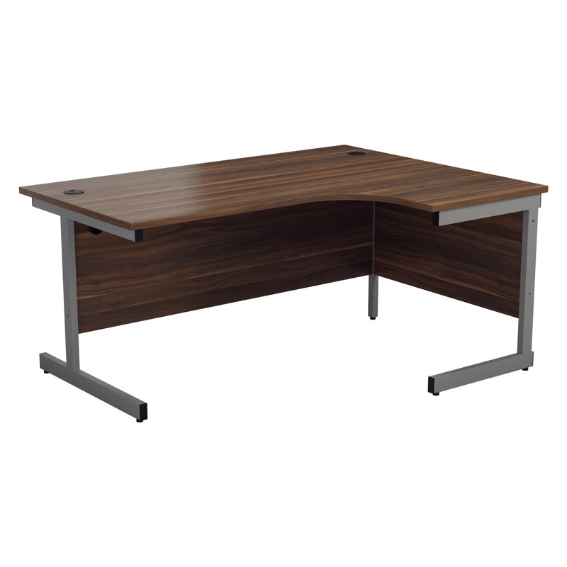 Buariki Modular L-Shaped Desk, White, Left, Silver