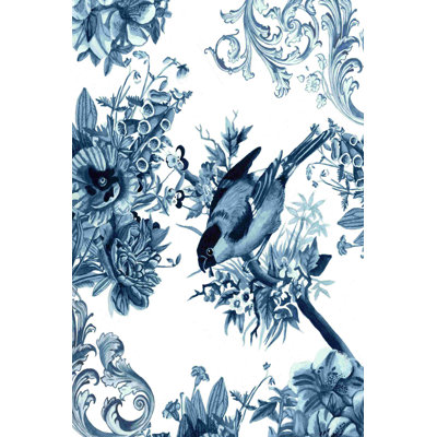 Oiseau et branche en indigo I