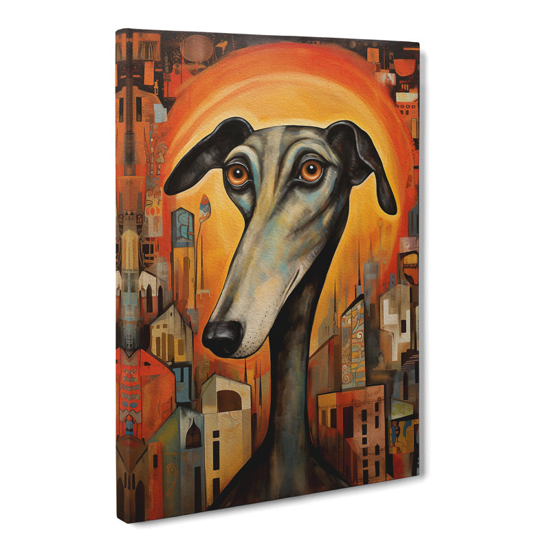 Greyhound Orphism Art No.2 - Wrapped Canvas, 50cm H x 35cm W x 3cm D