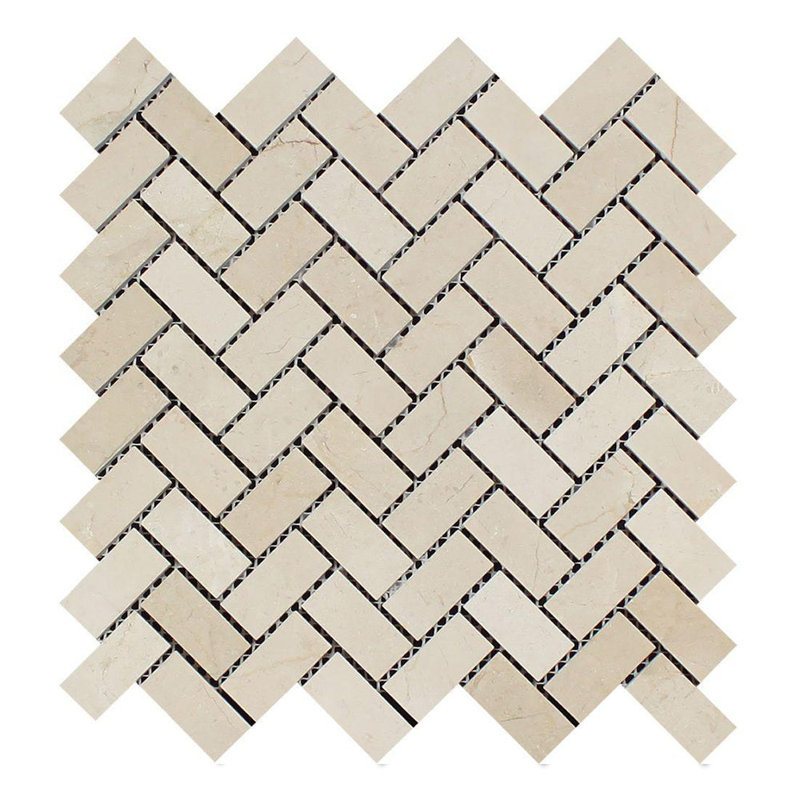 1 in. x 2 in. Herringbone Honed Marble Tile