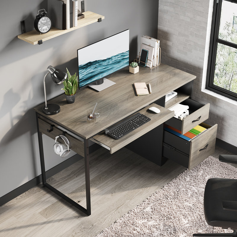 Daylon Computer Desk, Gray Wash, 30" H x 48" W x 21.6" D