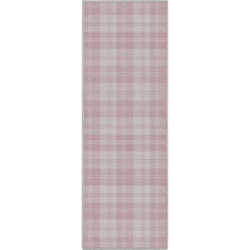 Tapis rose à motif géométrique Kehr, Tapis de couloir 2 pi x 5 pi