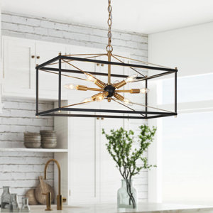 Marval 8-Light Kitchen Island Rectangle Pendant