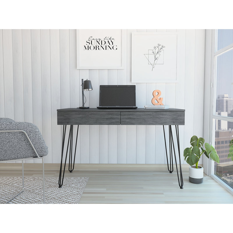 Bureau d'écriture à 2 tiroirs, Gris