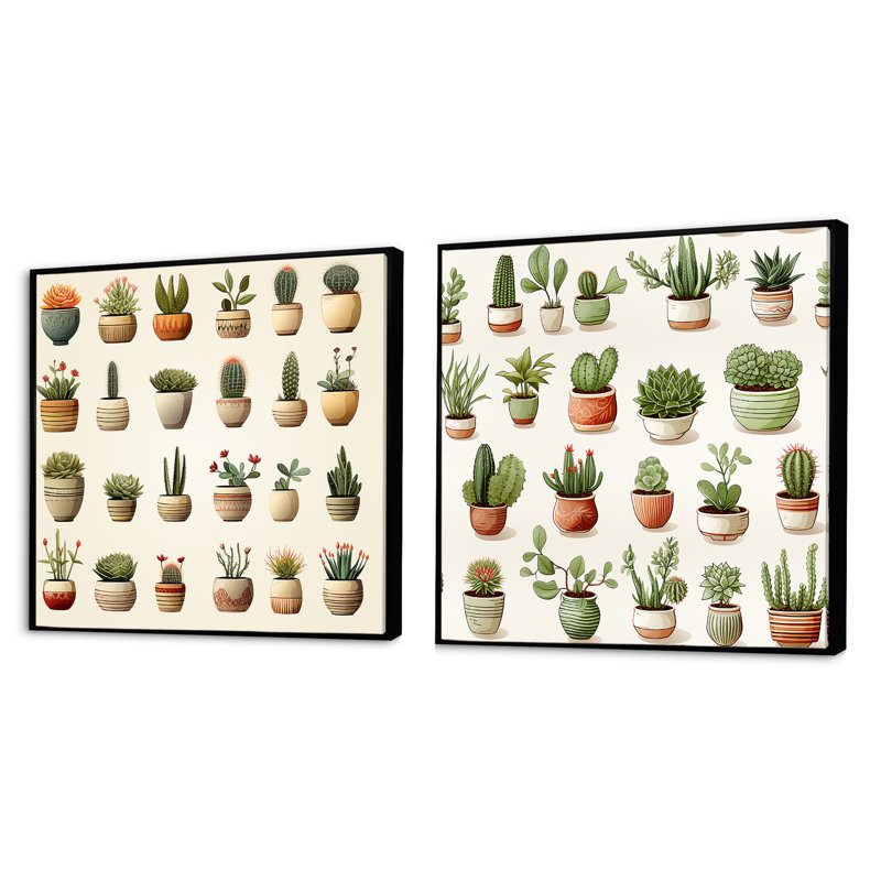 Stratford - Ensemble de 2 collages carrés floral et botanique, Cadre flottant noir, H 16 po x l 33 po