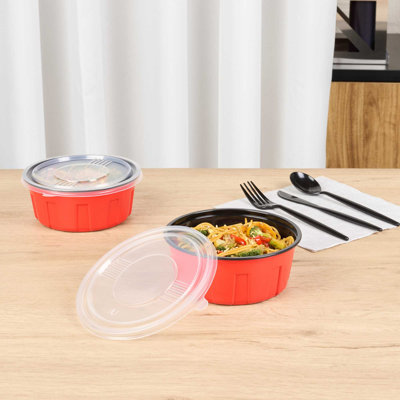 Restaurantware Plastic Lids for Containers 200 Pack Fits 23 oz To Go Boxes Clear Design Round Container Lids Sturdy Easy-Pull Tab Disposable Tight Fitting Covers for Takeaway Lunch Boxes
