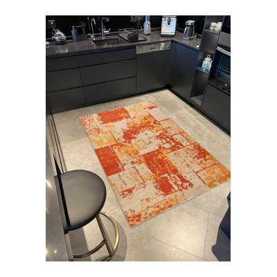 Vintage Orange Colored Woven Base Rug