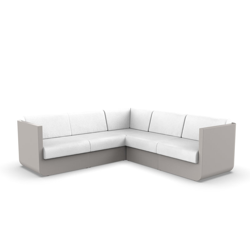 Ulm 94" Wide Outdoor Reversible Patio Sectional with Cushions, Nautical Taupe, Black