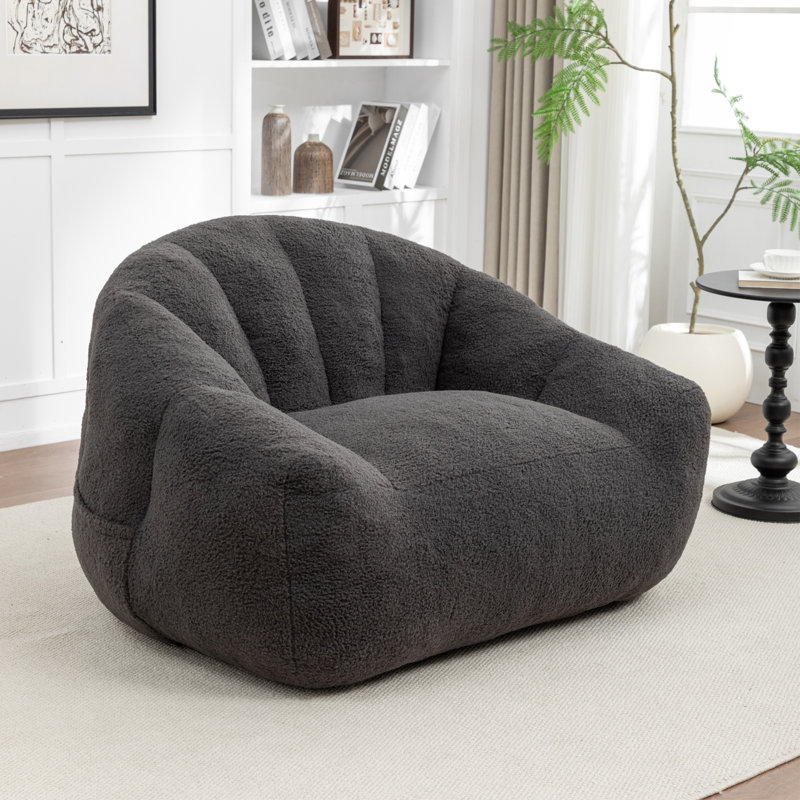 Fabric Bean Bag Chair, Dark Grey