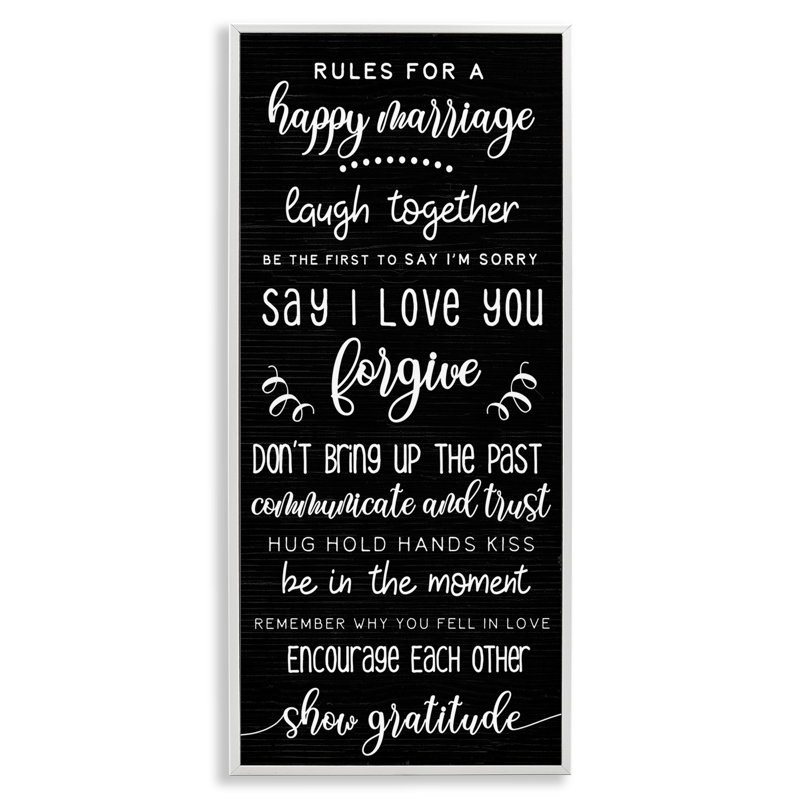 Rules for Happy Mariage, estampe numérique par Daphne Polselli, Giclée encadrée blanc bord de mer, H 30 po x l 13 po