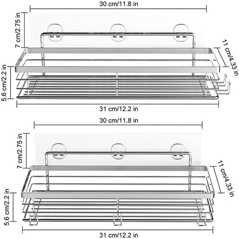 Wall Mounted Required Shower Caddy, Silver