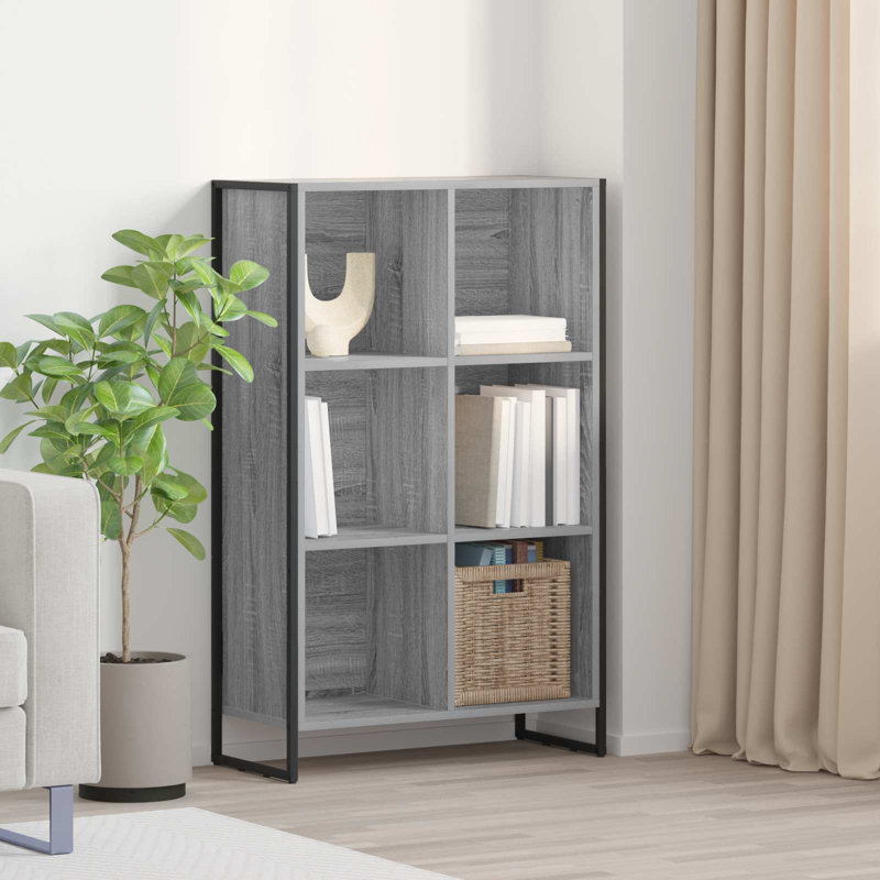 108cm H x 68cm W Steel Book Cabinet Bookcase, Grey Sonoma