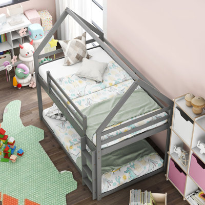 Lit superposé bas, lit maison avec échelle