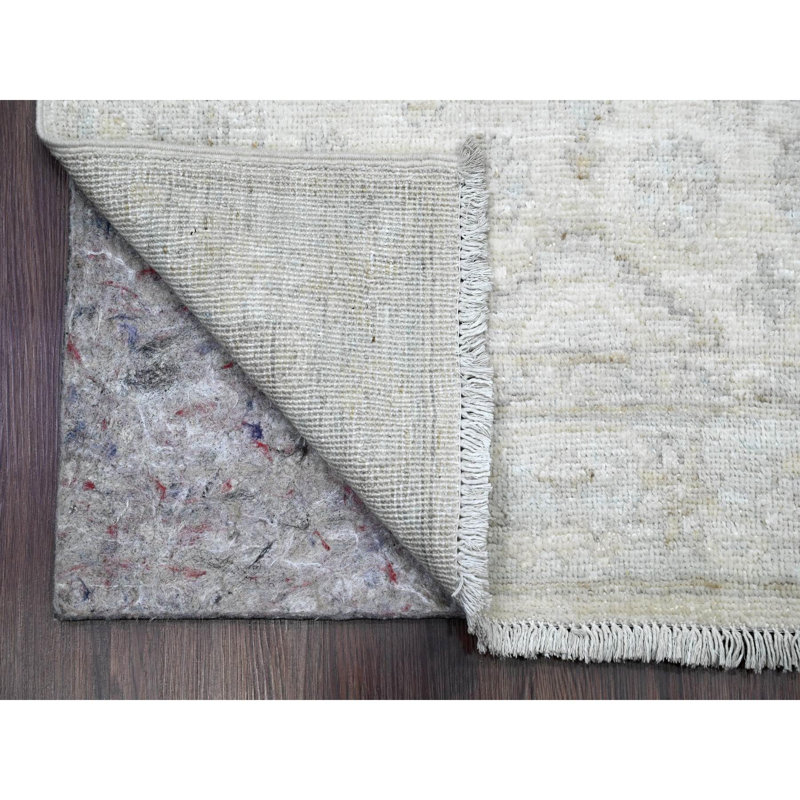 Tapis de couloir blanc en laine noué à la main 2 pi 7 po x 18 pi 9 po 7A026980A75941219864FEB95308F5DA