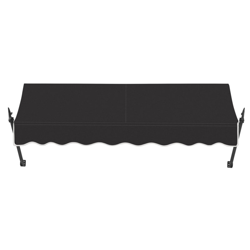 Awntech New Orleans Acrylic Fabric Fixed Awning with Iron Spear Arms, Black, 31" H x 88.5" W x 16" D