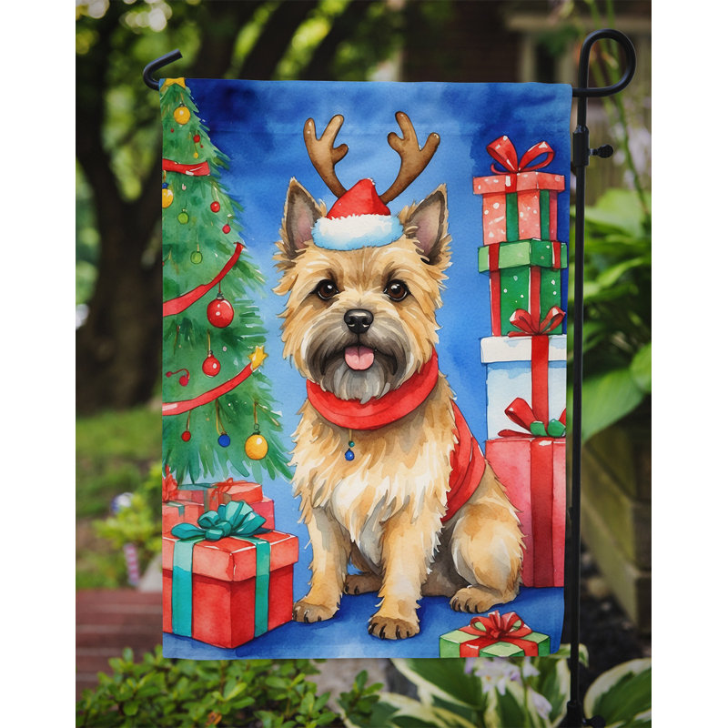 Drapeau de Noël renne de jardin, Cairn terrier