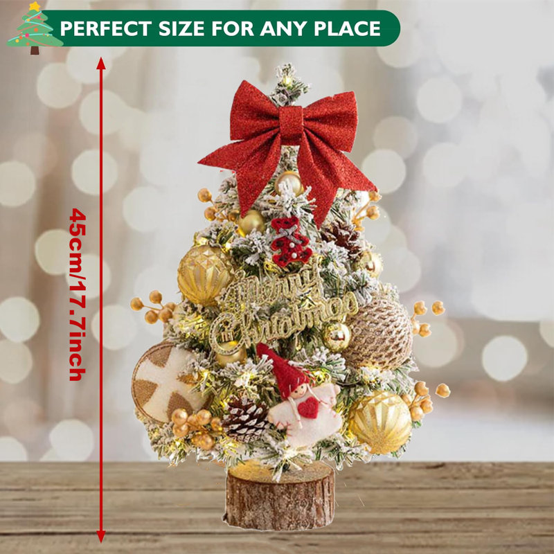 Arbre de Noël artificiel enneigé avec lumières à DEL 17,7 po pour table