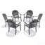 Chaise de patio en aluminium coulé 6 pièces avec cadre noir et coussins rouges-715244952-715244953