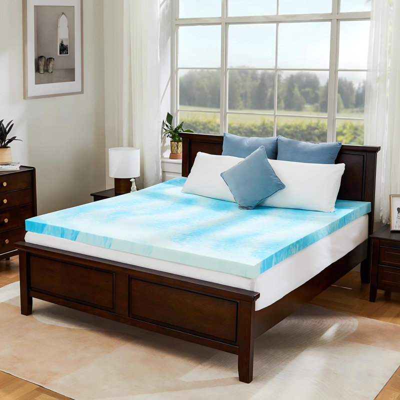 Gel-Infused Memory Foam Mattress Topper, 2 Inch High-Density, Pressure Relief, Breathable & Supportive, King