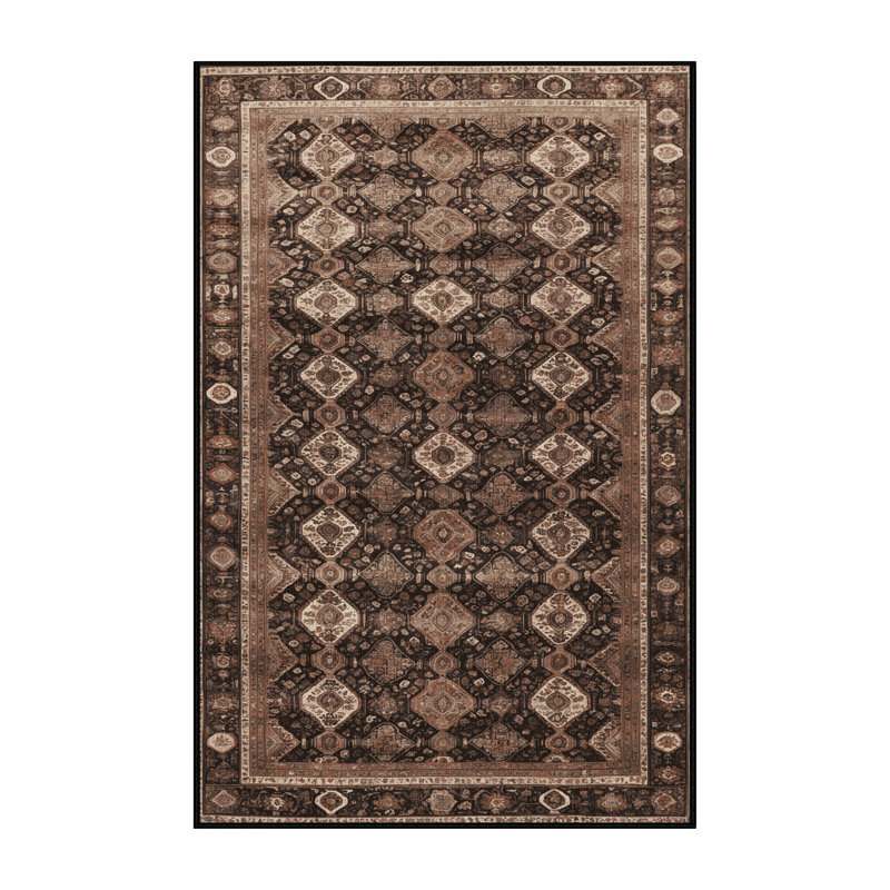 Machine Washable Persian Brown Area Rug, Runner 2' x 4'