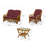 Malibu Lounge Set Of 4: 2 Natural Rattan Wicker Chairs, Loveseat And Coffee Table W/Glass Handmade, Colonial-837349710