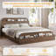 Base de lit en bois avec tête de lit avec rangement - Lit plateforme pour petit avec pied surélevé, lattes en bois robustes (aucun sommier requis), assemblage facile-476713804-476713810