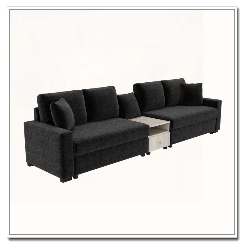 Canapé modulaire rembourré avec accoudoirs et console centrale, 4, Noir 11