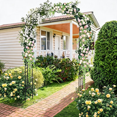 Arche de jardin en métal, treillis de 267 cm de haut en acier avec revêtement en PE, support pour plantes grimpantes (rosiers, vignes, etc.), décoration de mariage et allées de jardin.