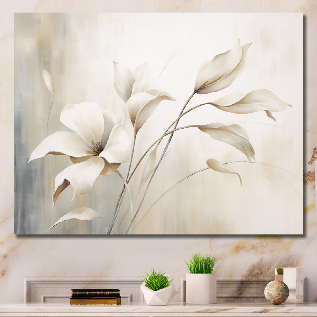 White Botanical Elegance III - Abstract Botanicals Wall Art Decor Red Barrel Studio®