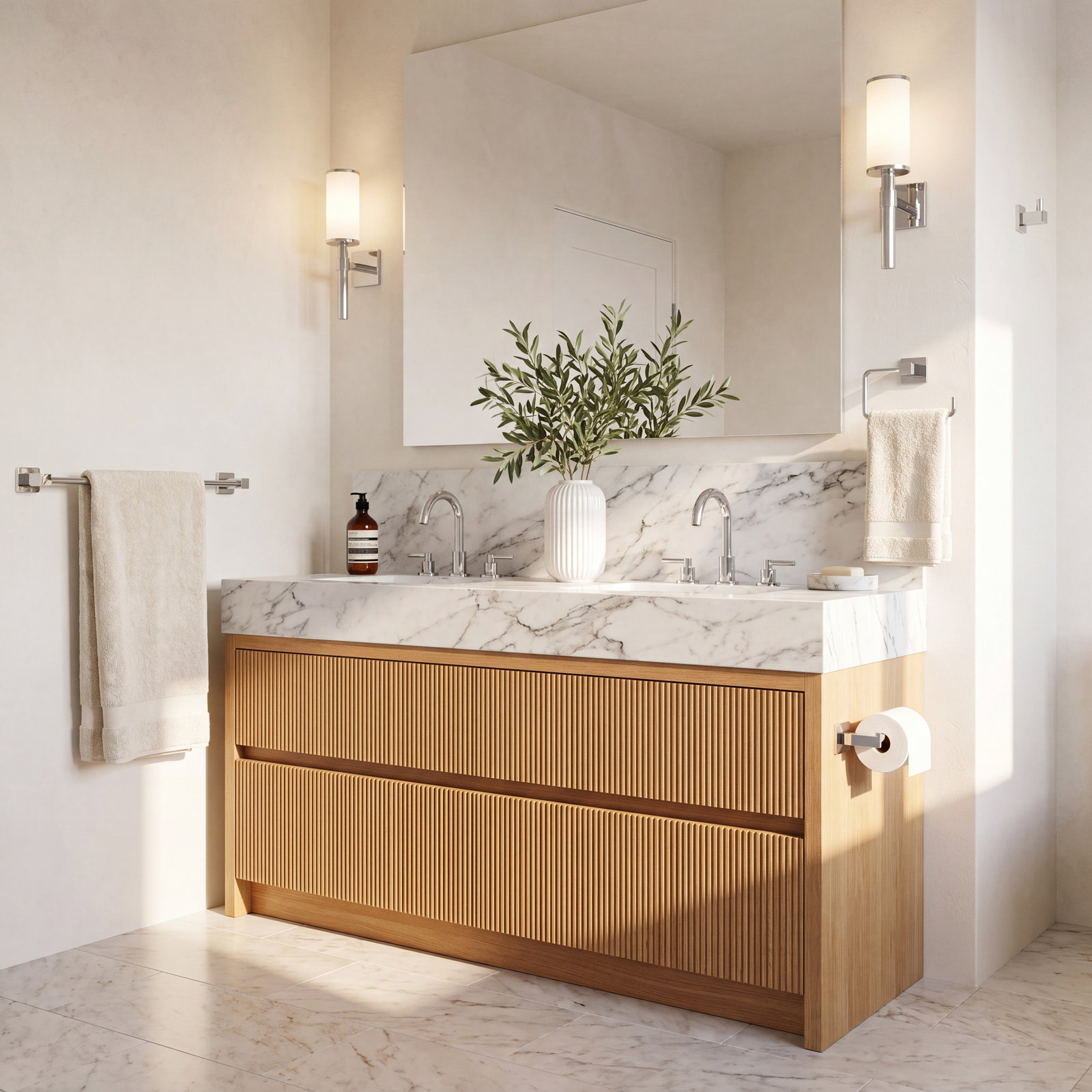 Meridian 4-Piece Bathroom Hardware Set, Chrome