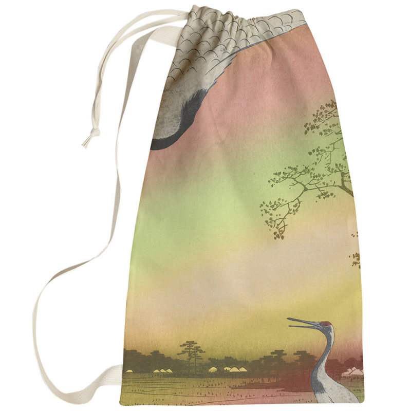 Sac à linge japonais grues Macintyre, Petit (H 64 po x l 20 po x P 1,5 po), Rouge / Vert