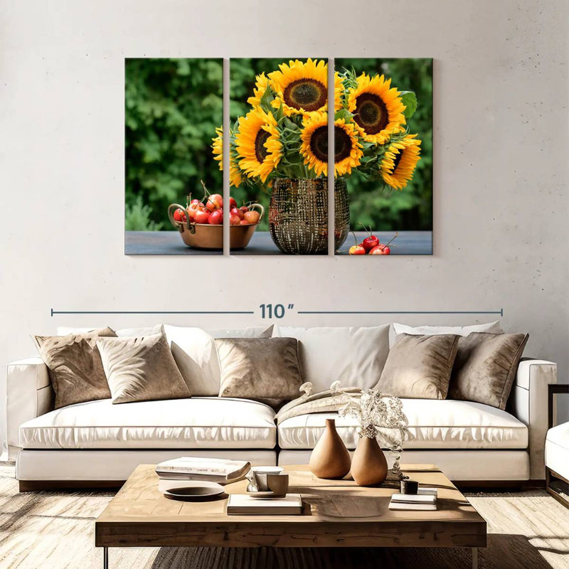 Harnek tournesols et cerises, H 48 po x l 74 po