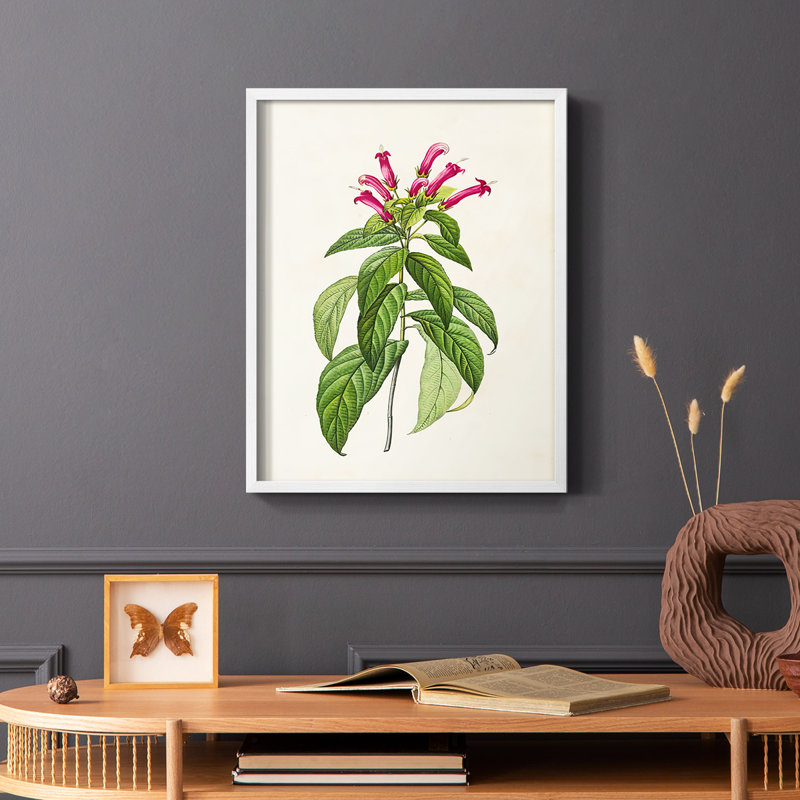 «Pretty Pink Botanicals», reproduction encadrée en bois massif, Blanc, H 20 po x l 16 po