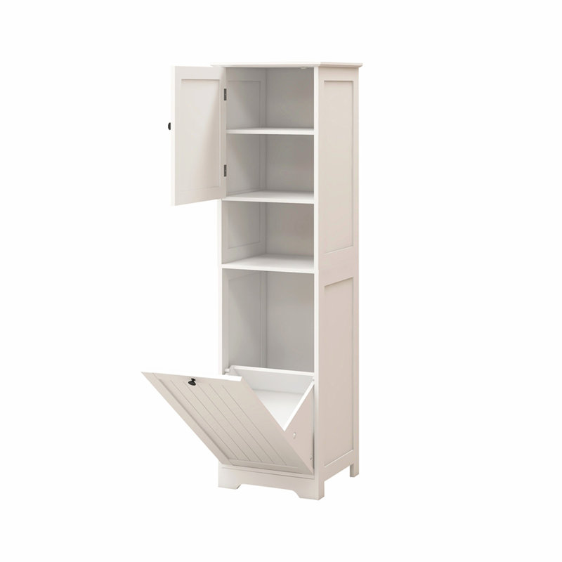 Armoire de trieur de linge inclinable à un compartiment et une porte - Blanc