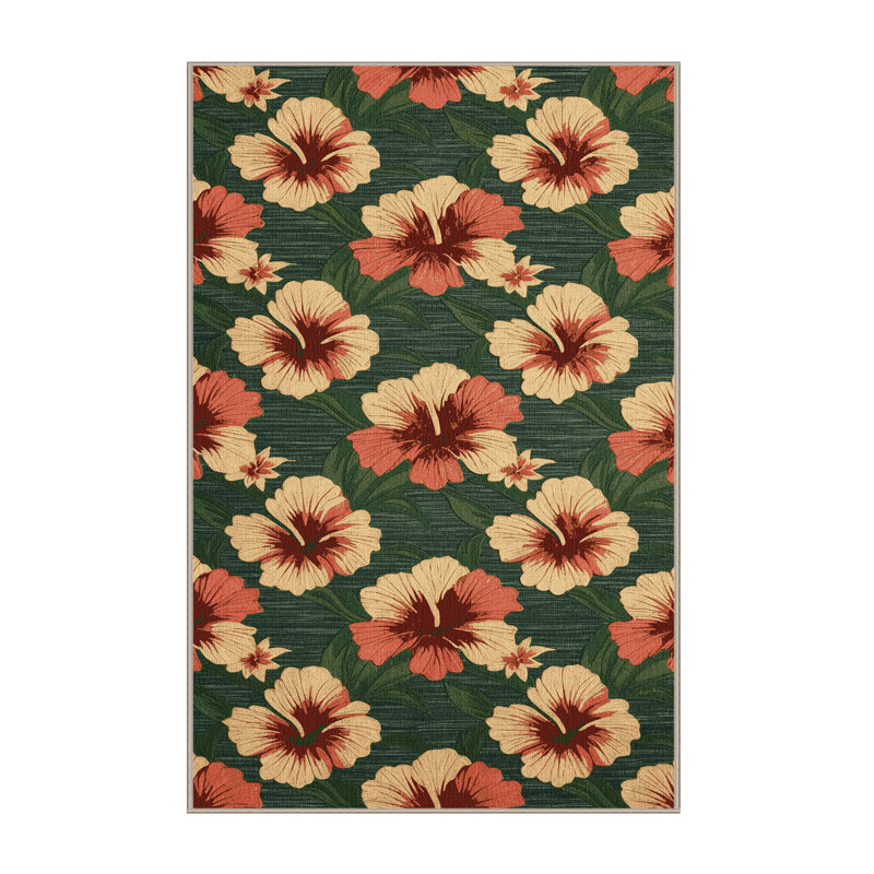  Tapis hawaïen lavable Hibiscus, Rectangulaire 8 pi x 12 pi