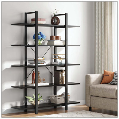 5-Tier Vintage Industrial Bookshelf For Home & Office