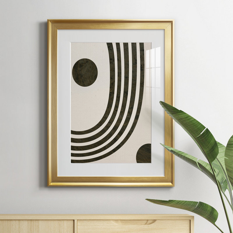 «Tubular Abstract I», reproduction encadrée de qualité supérieure, prête à être accrochée, Or