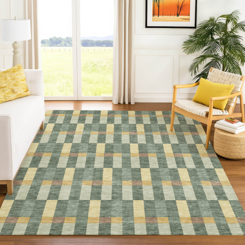 Machine Washable Indoor/Outdoor Chantille ACN2548 Geometric Rug, Basil, 8' x 10'