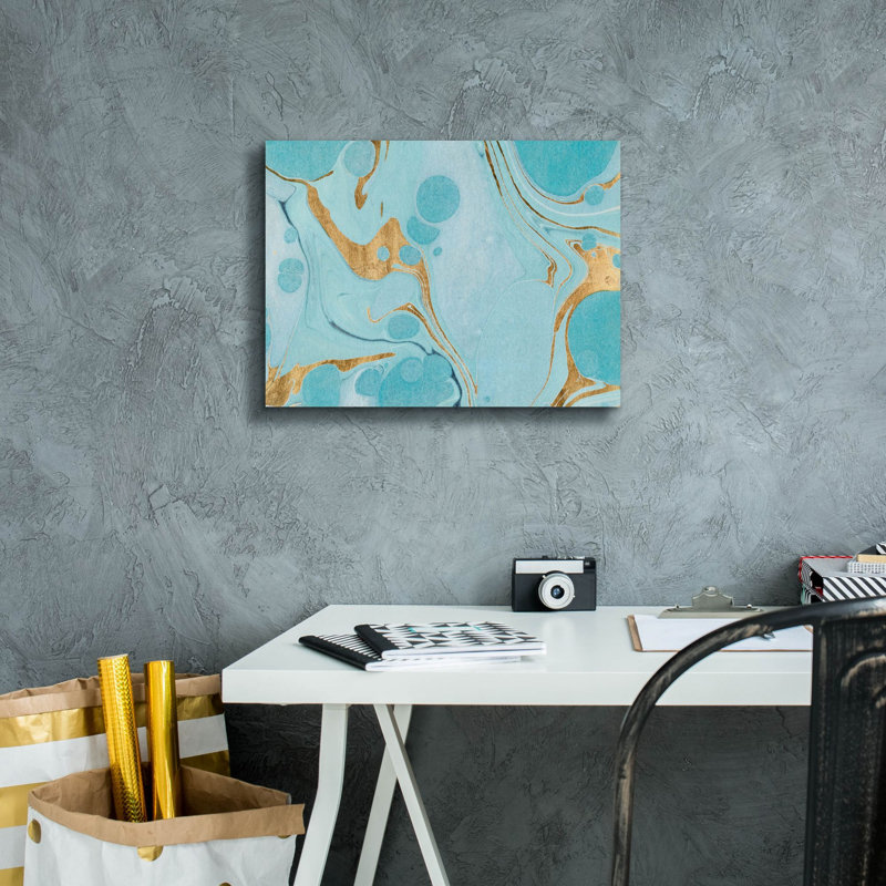  «Turquoise Stream 1» par Annie Warren, art mural sur toile, 16 po x 12 po